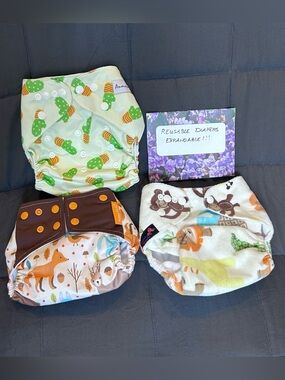 Adjustable Reusable Cloth Diaper Set of 3